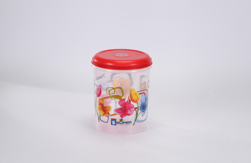 White  & Red 3 Ltr. Plastic Container C - Thru Printed