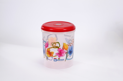 White  & Red 5 Ltr. Plastic Container C - Thru Printed