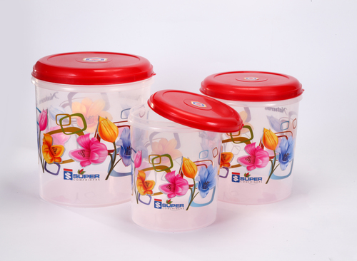 White & Red Plastic Container C - Thru Printed Set (3 Pcs)