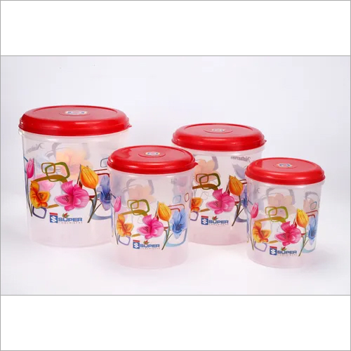 White & Red Plastic Container C - Thru Printed Set (3 Pcs)