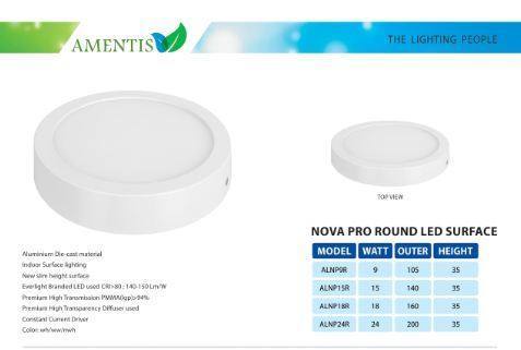 Nova Pro Round Led Surface 9 Watt Application: Home