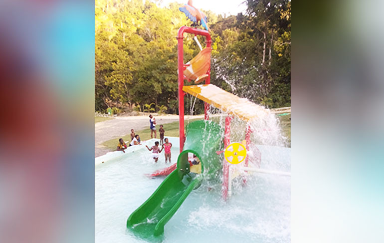 Kids Water Fun System - Premium Frp And Steel | 2 Colorful Slides, Rotating Wheel, Water Bucket, Splash Roof, And Water Spraying Nozzles