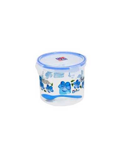 White & Blue 1 Ltr. Super Lock Printed Round Container