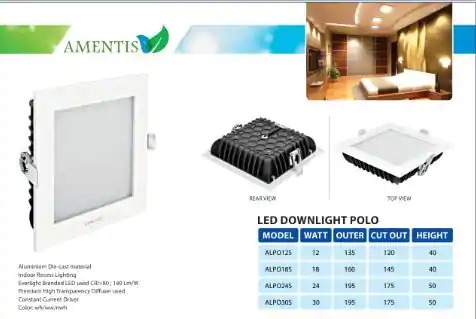 Led Downlight Polo 12 Watt Application: Home