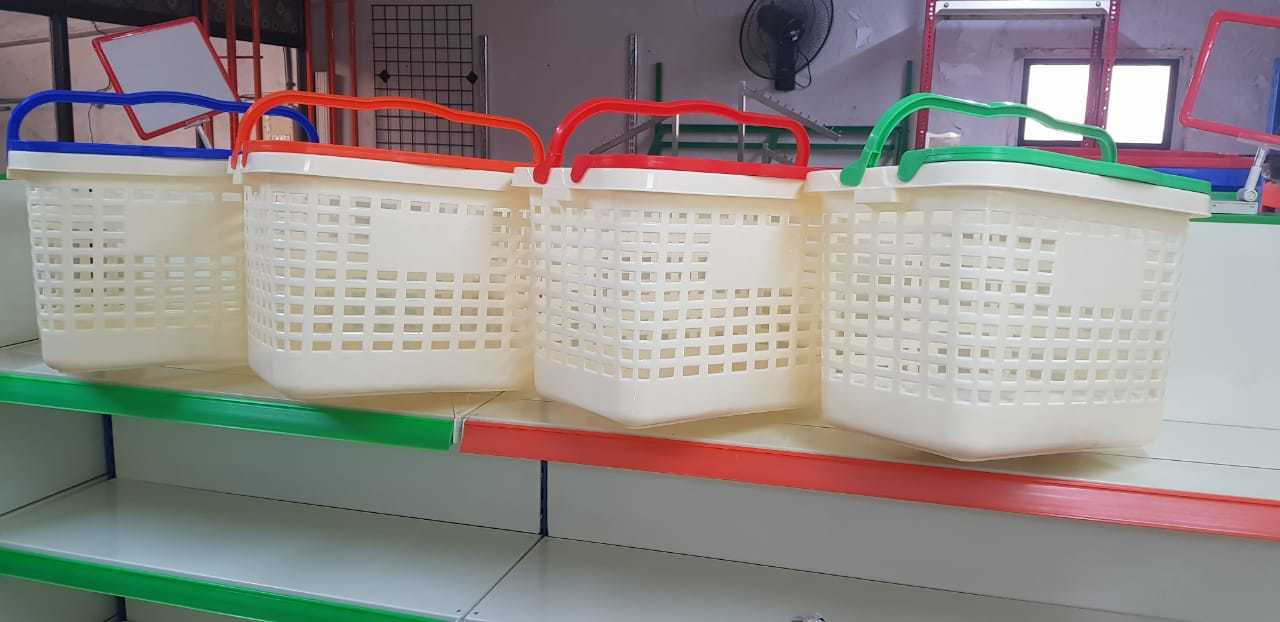 Plastic Shopping Baskets - Plastic, 304.8 Mm Depth, Ivory Color | Durable, Eco-friendly, Lightweight, Rust Proof, Water Resistant, Customizable Designs