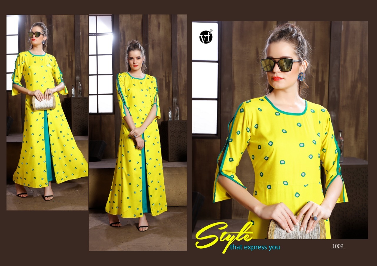 6 Colors Stylish Long Printed Kurtis
