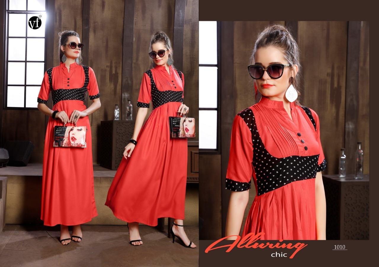 6 Colors Stylish Long Printed Kurtis