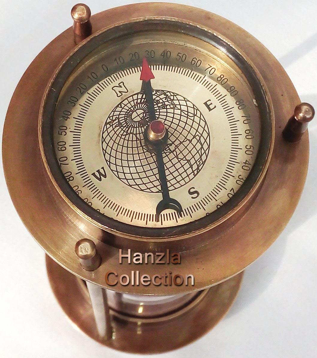 7 Inch Nautical Brass Sand Timer Hourglass With Maritime Brass Compass Table Decorative