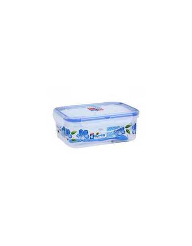 White & Blue 0.5 Ltr. Plastic Super Lock Printed Rectangle Container