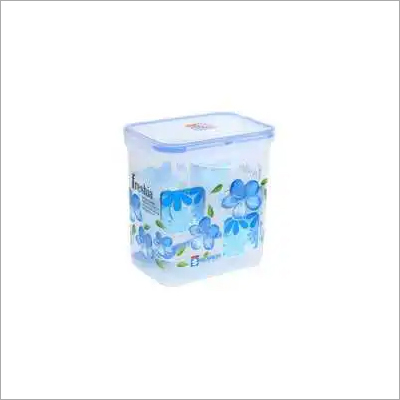 White & Blue 1.5 Ltr. Plastic Super Lock Printed Rectangle Container