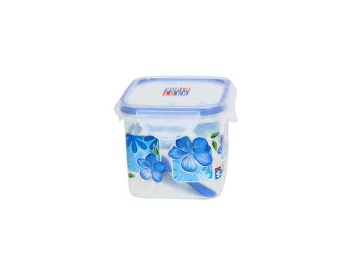 White & Blue 0.65 Ltr. Plastic Super Lock Printed Container