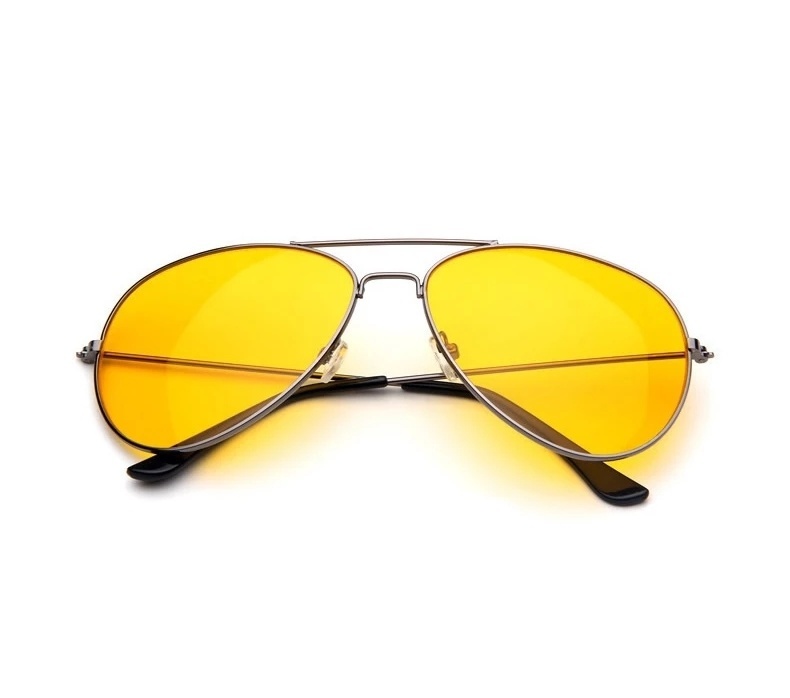Night Vision Glasses - Plastic Lenses, Yellow Color, Black Frame | Photochromic, Copper Material, Enhances Night Visibility, Uv400 Protection