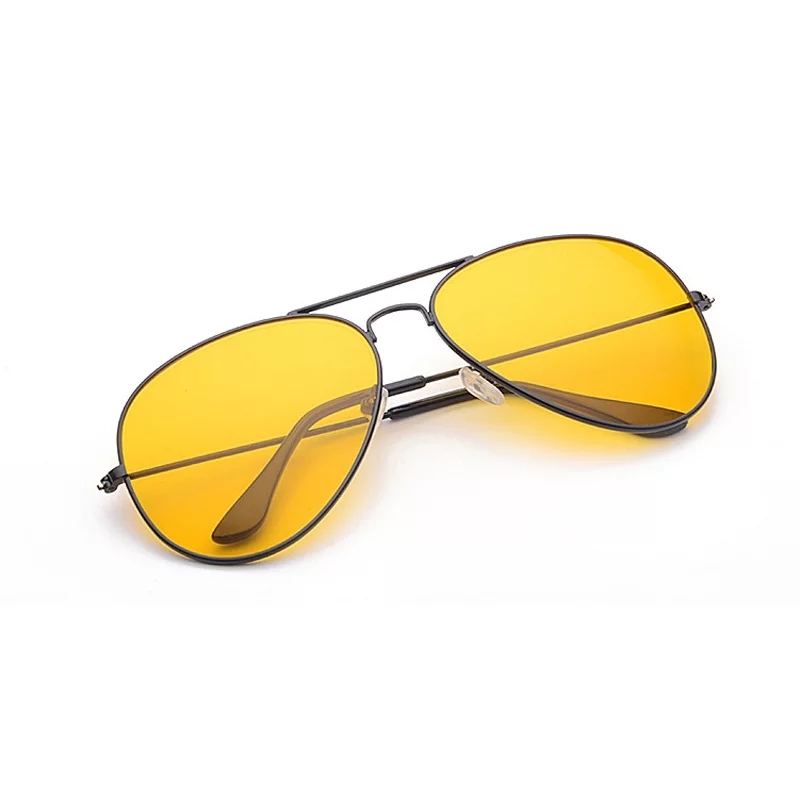 Night Vision Glasses - Plastic Lenses, Yellow Color, Black Frame | Photochromic, Copper Material, Enhances Night Visibility, Uv400 Protection