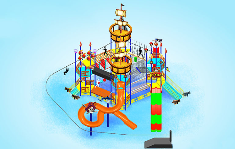 Adventures Theme Water Fun Play System - Durable Metal, Outdoor Game Equipment | Life Jacket Included, Safe Sliding Experience, Thrilling Water Rapids