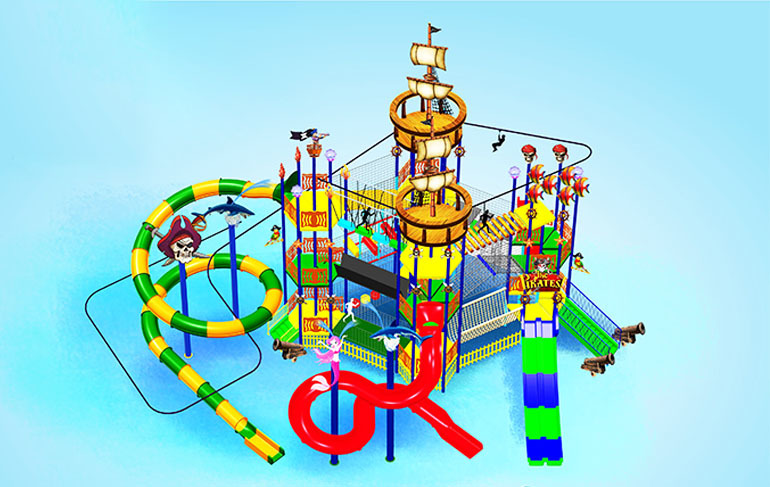 Adventures Theme Water Fun Play System - Durable Metal, Outdoor Game Equipment | Life Jacket Included, Safe Sliding Experience, Thrilling Water Rapids