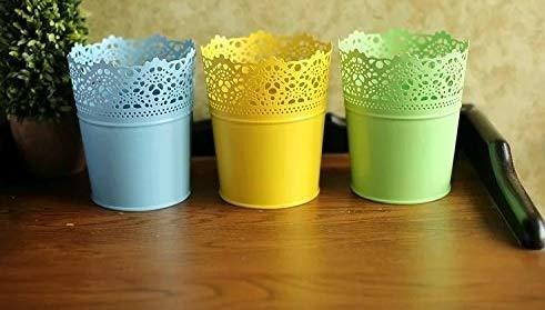 Multi-color Metal Colorful Half Lace Bucket For Flower Pots