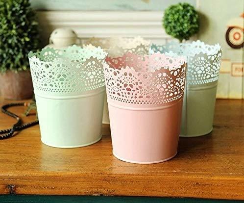 Multi-color Metal Colorful Half Lace Bucket For Flower Pots