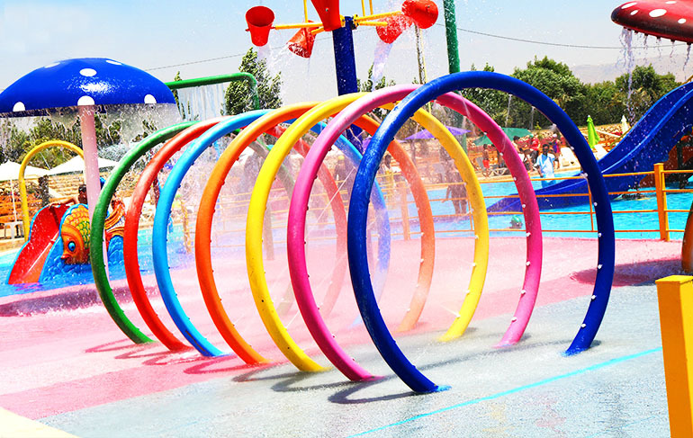 Rainbow Fun Shower - Gi Pipe 7 Arch Design With Multi-functional Nozzles | Attractive Colors, Durable Construction, Ideal For Water Parks And Children