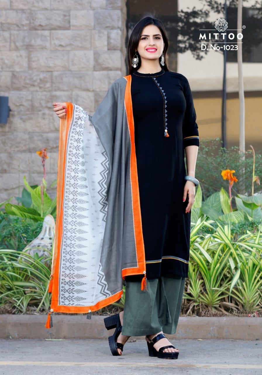 Mittoo Odhani Designer Kurti Set - Rayon & Chanderi Fabric With Printed Duppata, 3/4 Sleeve Style, Available In M-xxxl Sizes, Perfect For Winter Wear