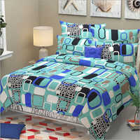 ग्रीन एंड व्हाइट डबल बेड प्रिंटेड बेड शीट