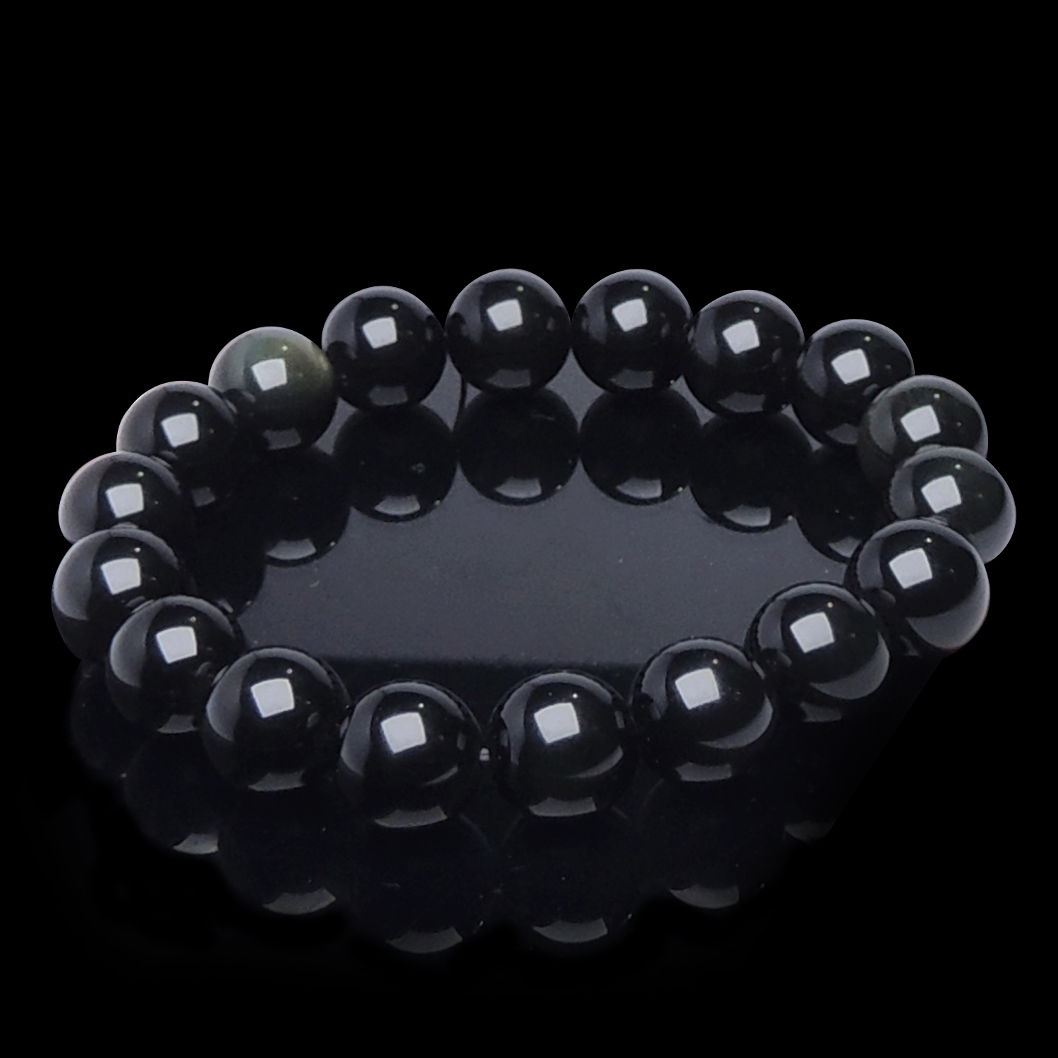 Natural Stone Black Obsiadian Beads Bracelet For Grounding & Self Confidance Gender: Women