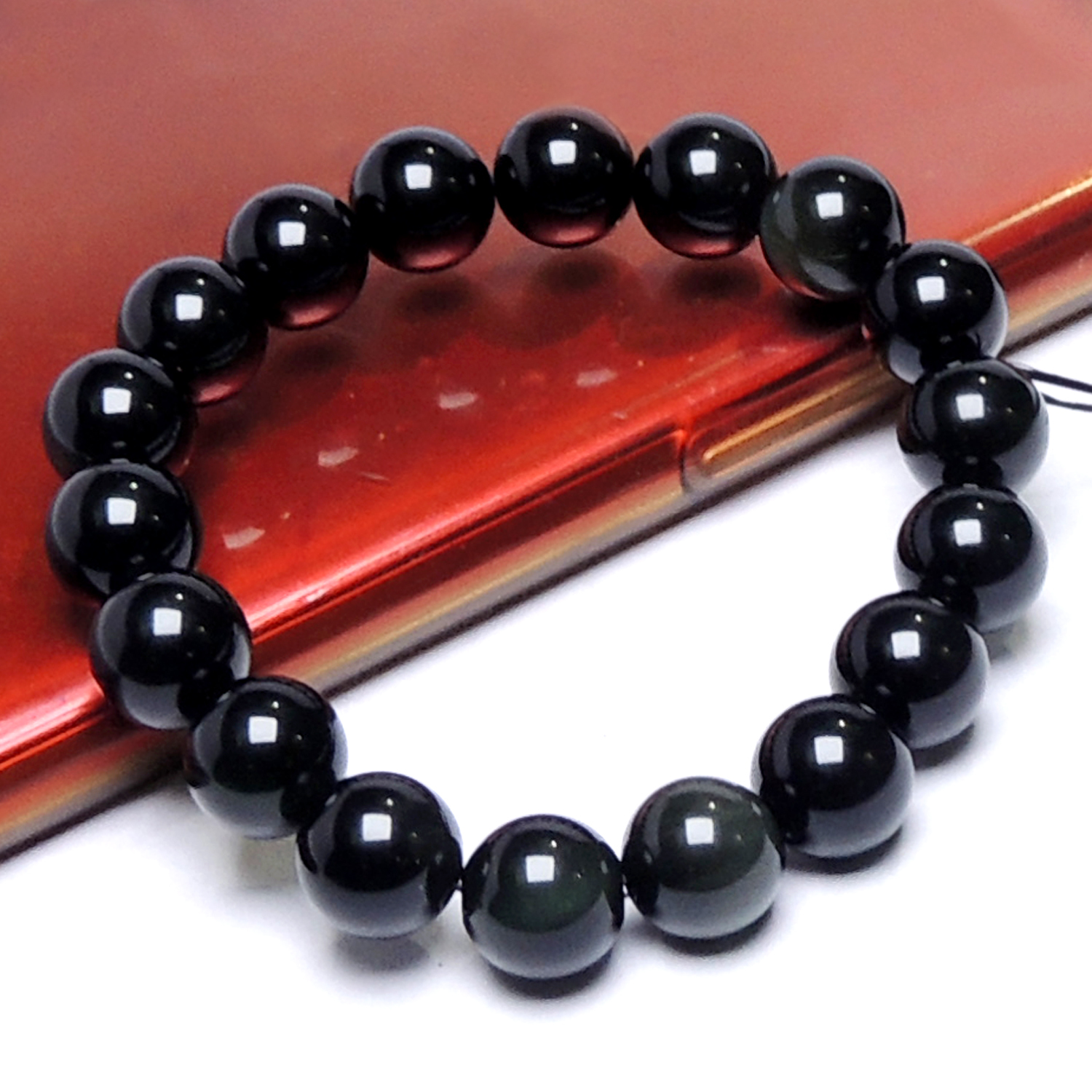 Natural Stone Black Obsiadian Beads Bracelet For Grounding & Self Confidance Gender: Women