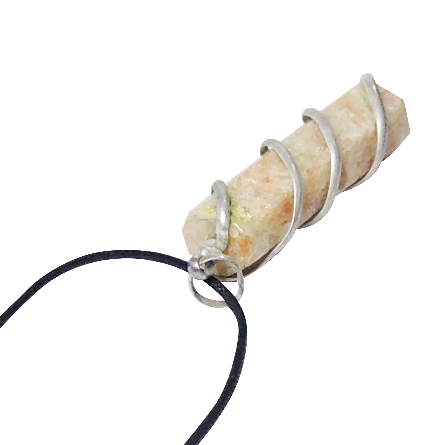 Natural Stone Sunstone Point Warpped Pendant Gender: Women
