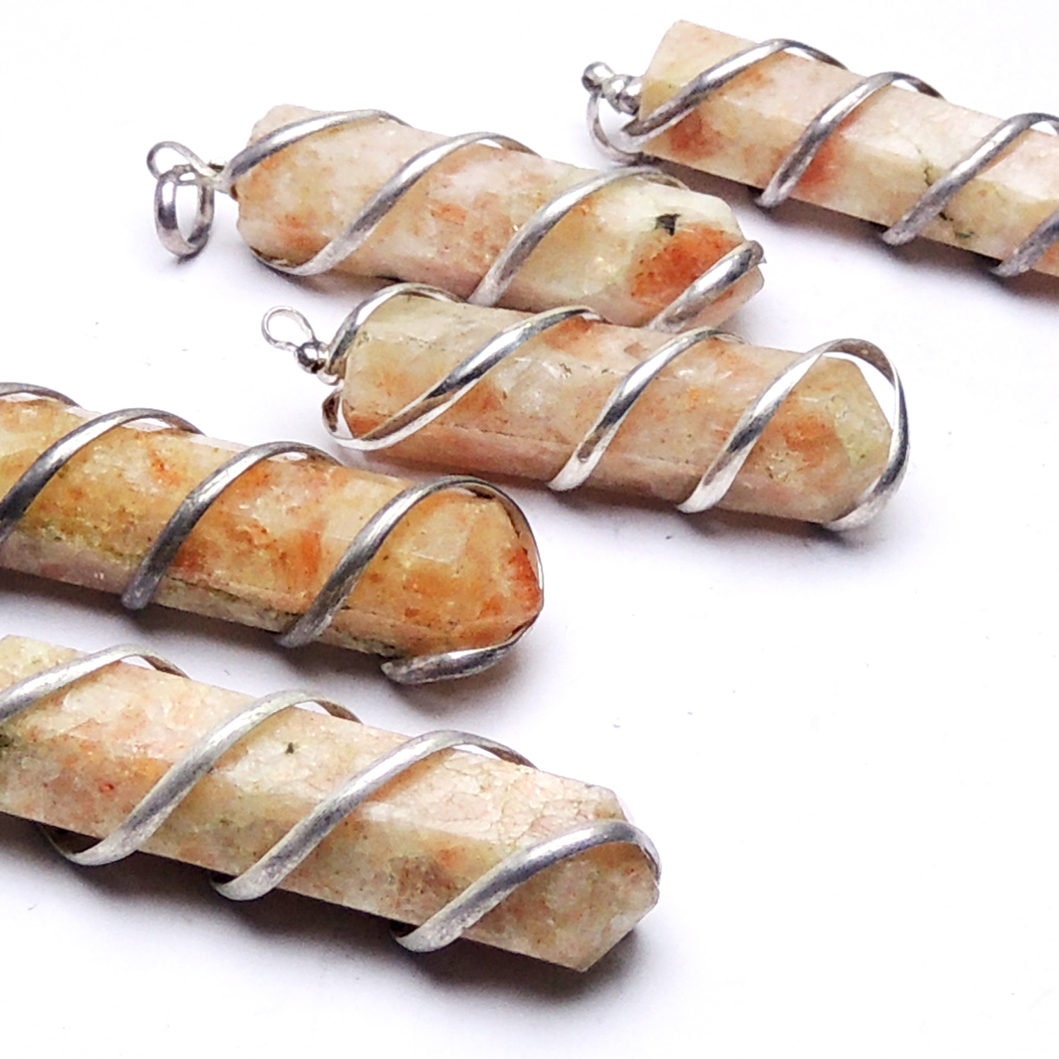 Natural Stone Sunstone Point Warpped Pendant Gender: Women