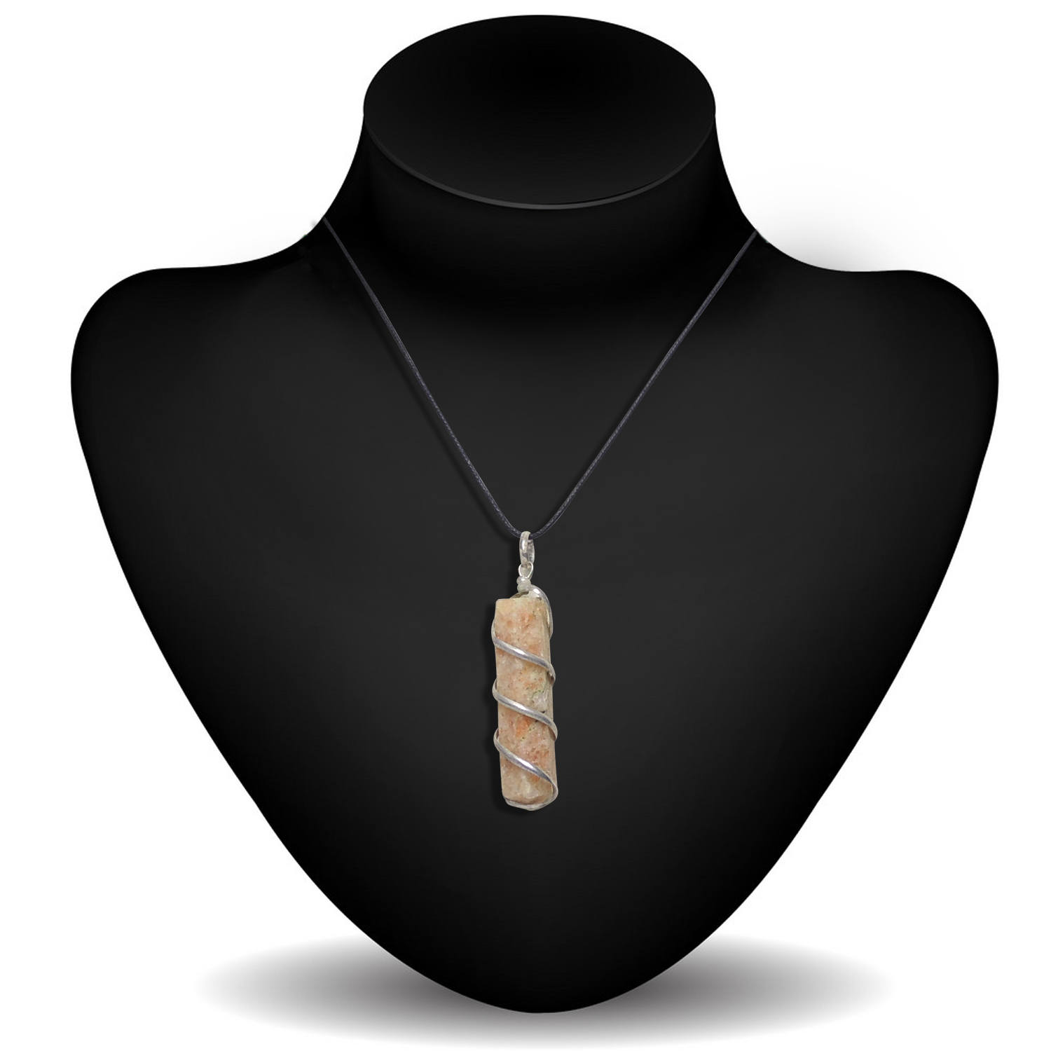 Natural Stone Sunstone Point Warpped Pendant Gender: Women