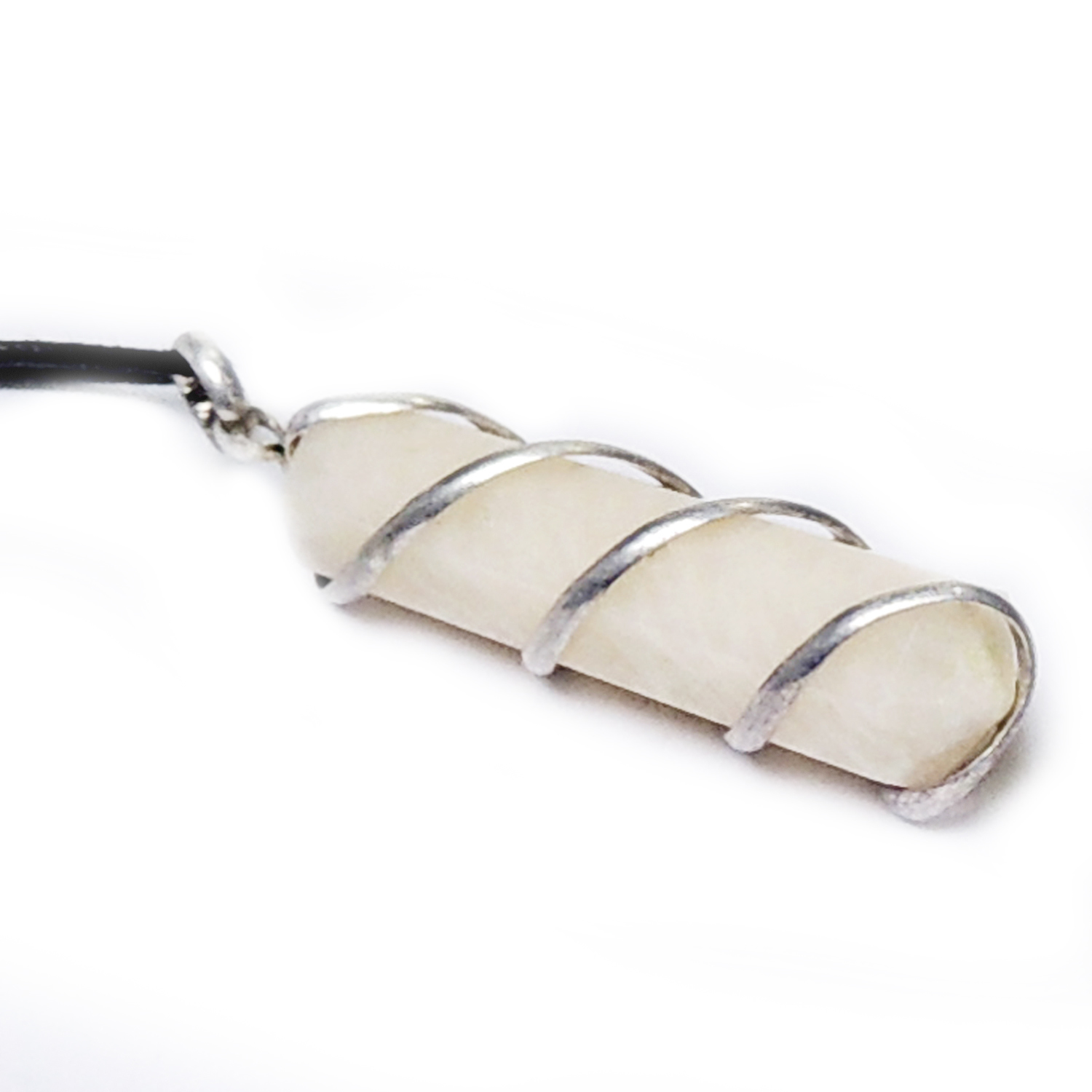 Natural Stone Peach Moon Stone Wrapped Healing Point Pendant