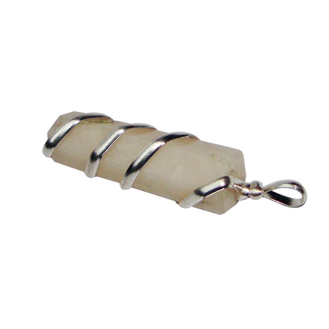 Natural Stone Peach Moon Stone Wrapped Healing Point Pendant