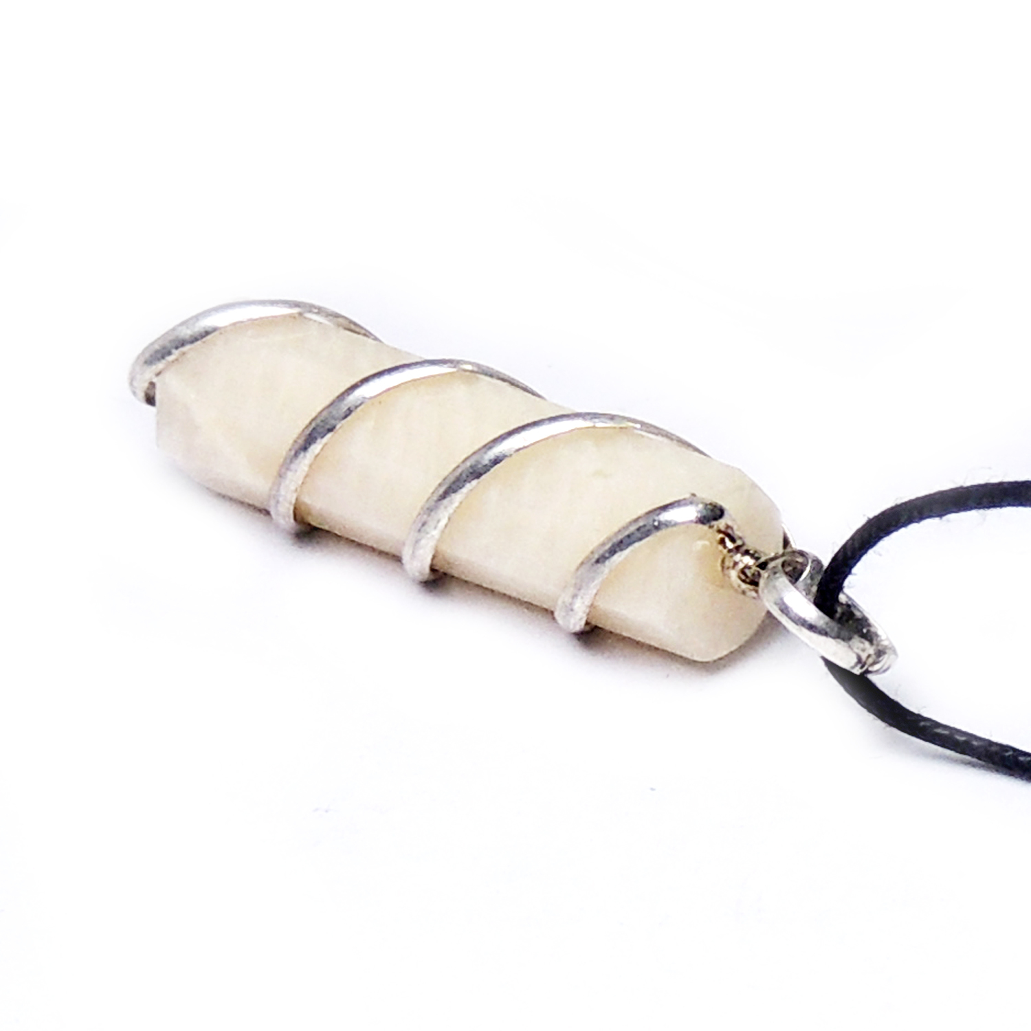 Natural Stone Peach Moon Stone Wrapped Healing Point Pendant