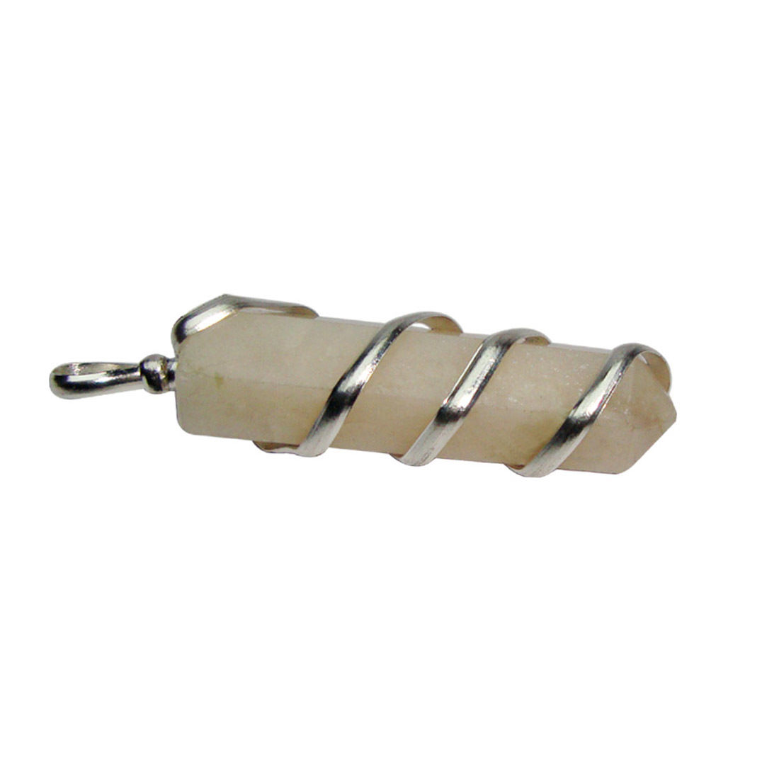 Natural Stone Peach Moon Stone Wrapped Healing Point Pendant