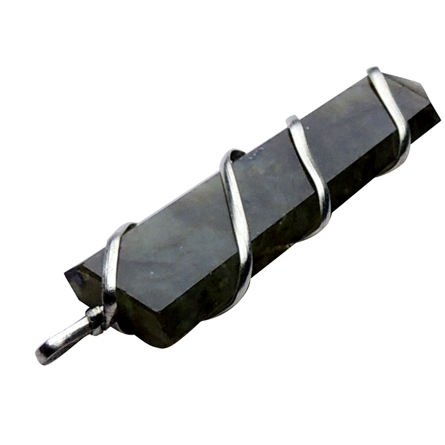 Natural Stone Labradorite Gemstone Flat Wrapped Pendant Gender: Men