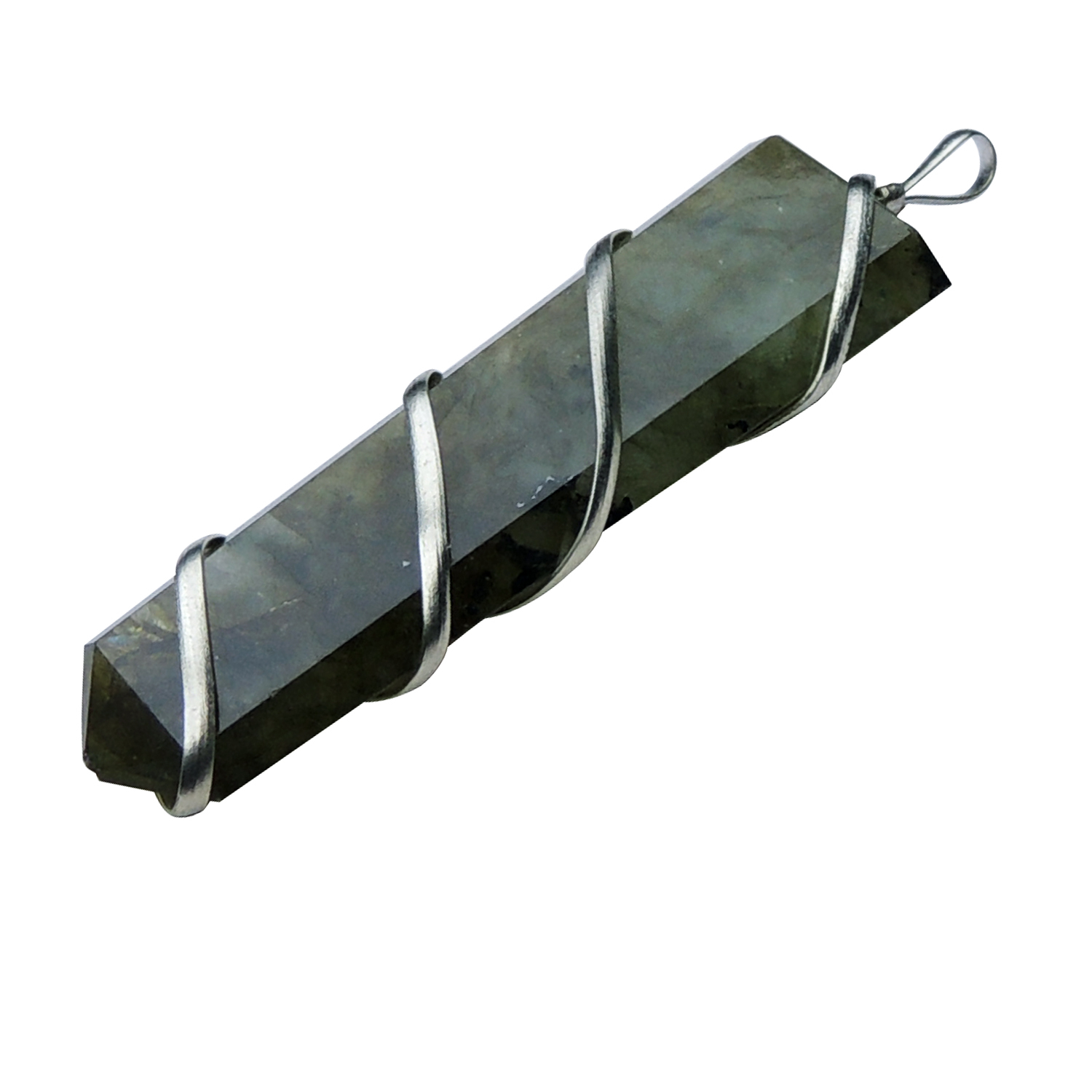 Natural Stone Labradorite Gemstone Flat Wrapped Pendant Gender: Men