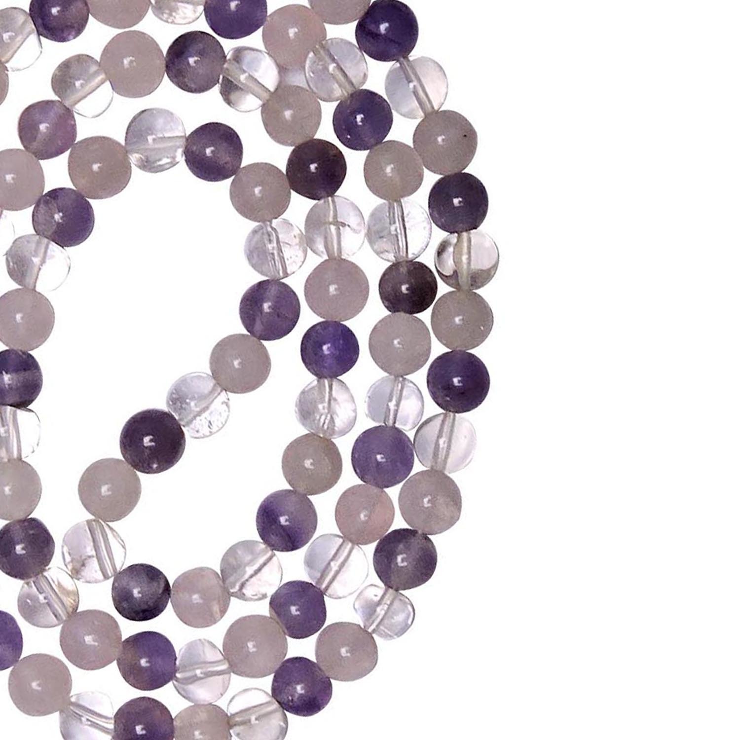 Natural Stone Tri-quartz Necklace For Anger Control And Healing(8 Mm. Bead) Size: 40 Cm.