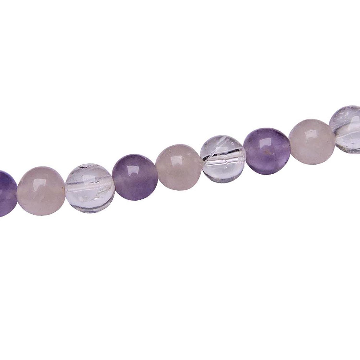 Natural Stone Tri-quartz Necklace For Anger Control And Healing(8 Mm. Bead) Size: 40 Cm.