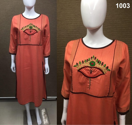 Handwork Rayon Kurtis Size: Large