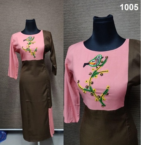 RAYON WITH HANDWORK KURTIS