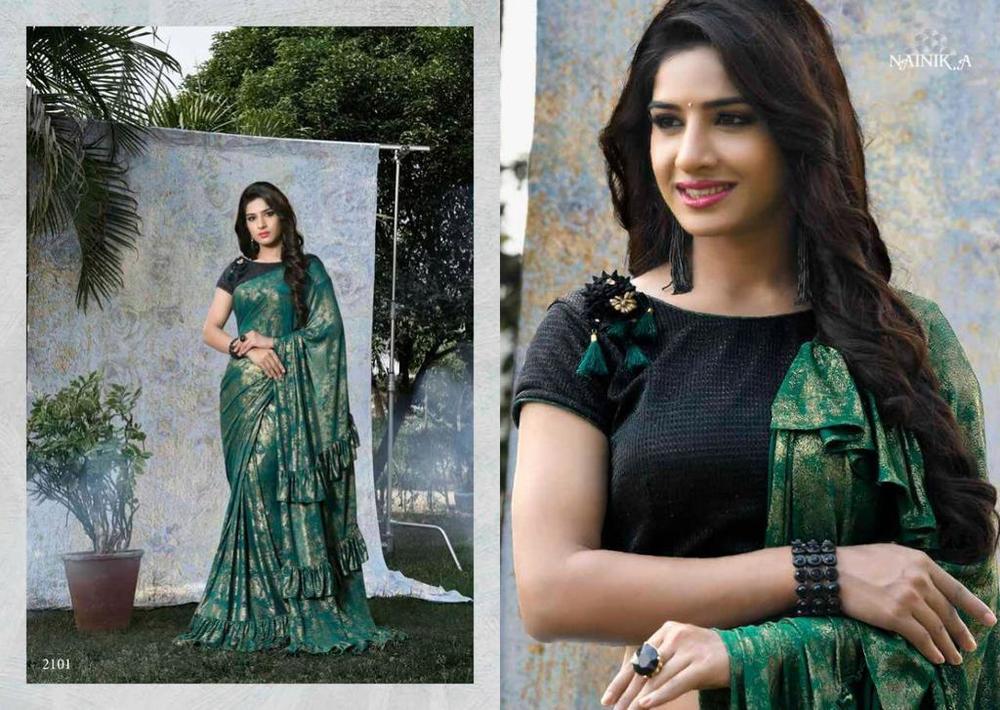 ग्रीन बॉलीवुड स्टाइलिश साड़ी
