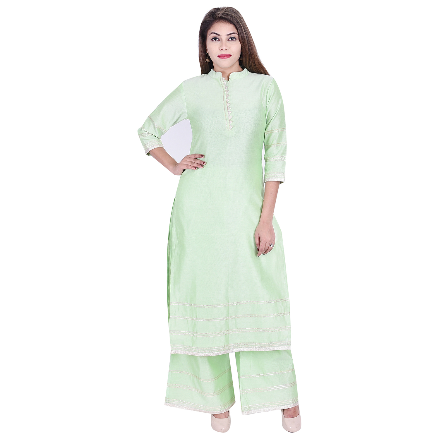 Chanderi Kurti Plazo Decoration Material: Laces