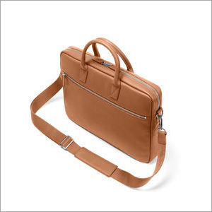 Laptop Bag - Slim 16 Inch Fabric Design, Adjustable Strap, Brown Color, High Quality Lining, 2 Premium Zipper Pockets, Unisex Style