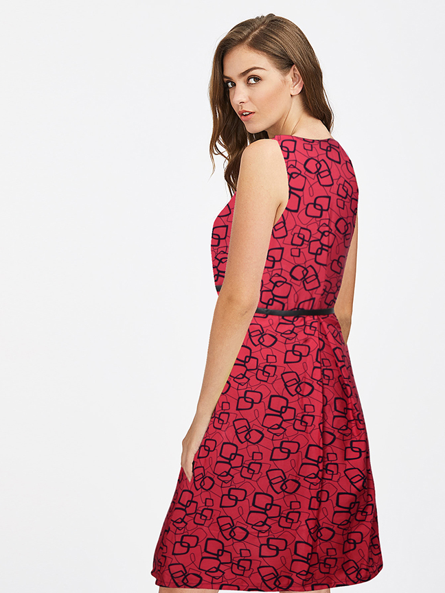 Exclusive Designer Western Dress - Crepe, Size: S-xxl, Gajari Color | All Season, No Fade, Washable, Sleeveless, Printed Pattern