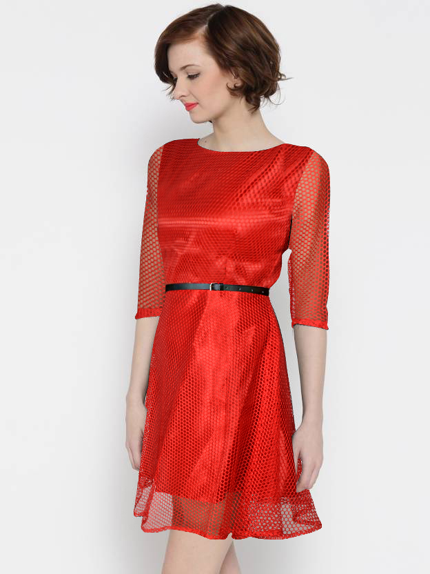 Ladies Frocks - Other Material, Length 34-35 Inch, Sizes S-xxl, Color Red, Short Sleeves , Washable, No Fade, All Season Casual Design