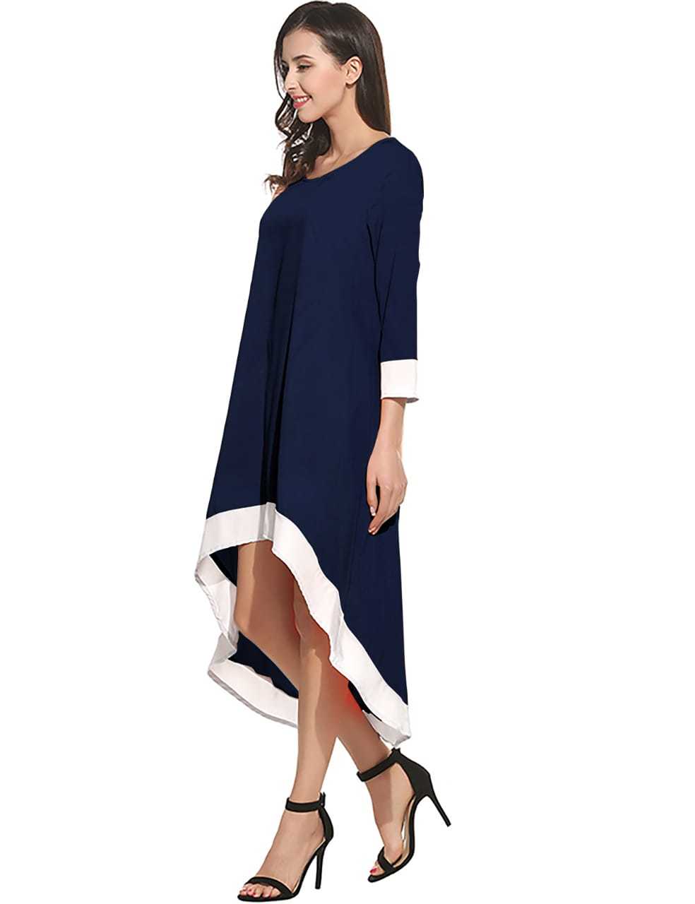 New Stylish Dresses - Crepe Fabric, Length: Front-28 & Back-48 Inch, Sizes: S-xxl, Color: Blue, Short Sleeves, All Season, Plain Dyed, Washable