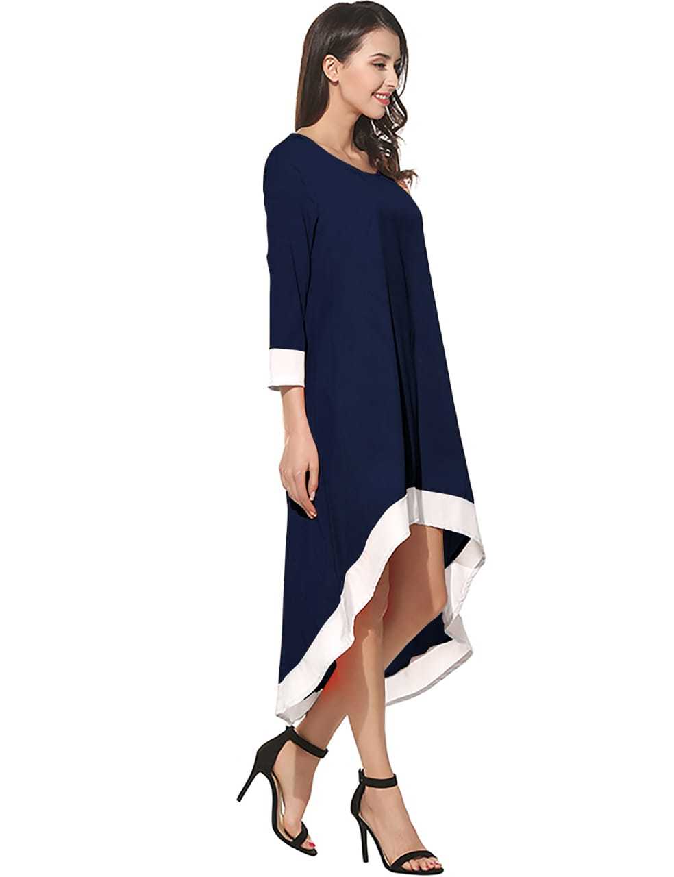 New Stylish Dresses - Crepe Fabric, Length: Front-28 & Back-48 Inch, Sizes: S-xxl, Color: Blue, Short Sleeves, All Season, Plain Dyed, Washable