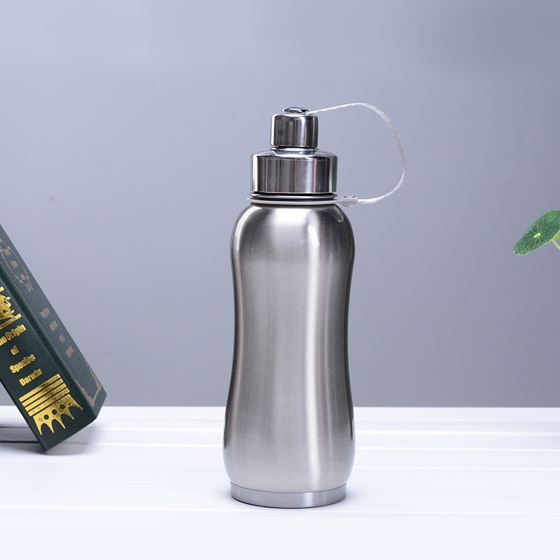 Water Bottle - Stainless Steel, 1000ml, Silver & Pink, 29.5cm Height, Eco-friendly, Pressing Type Flow, Thermal Insulation, Rigid Structure