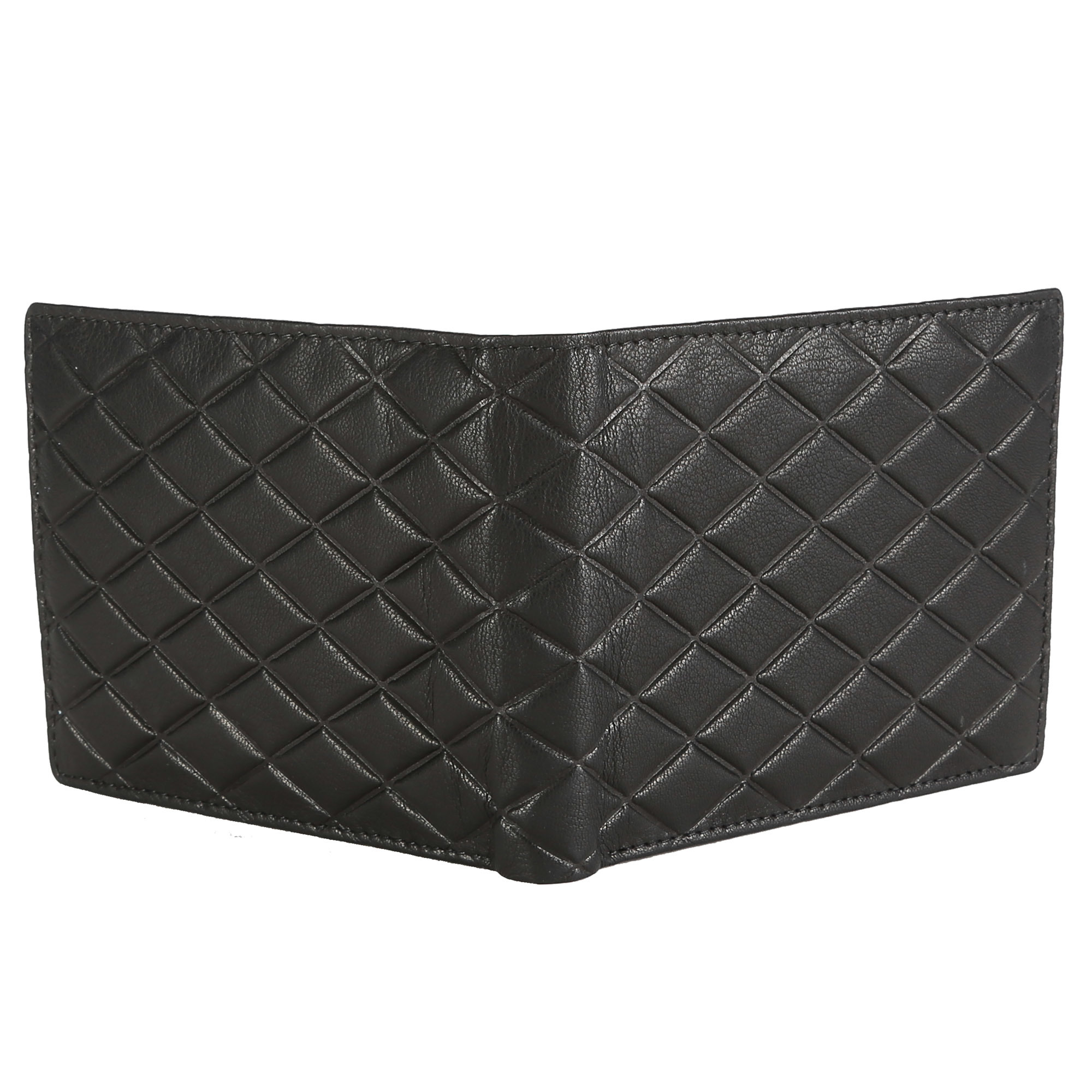 Black Men's Textured Leather Wallet - Goat Nappa Leather, 24x9x2 Cm , Bi-fold Design With Multiple Slots And Suede Lining
