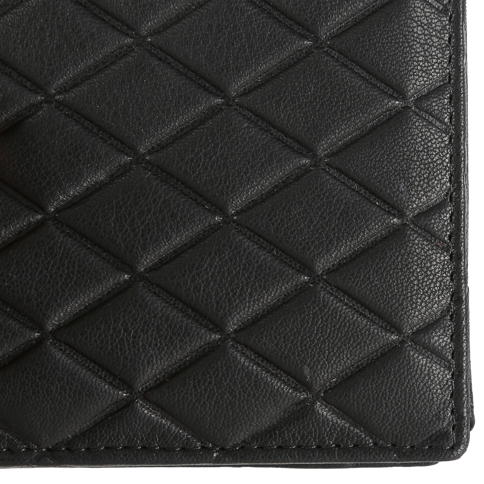 Black Men's Textured Leather Wallet - Goat Nappa Leather, 24x9x2 Cm , Bi-fold Design With Multiple Slots And Suede Lining