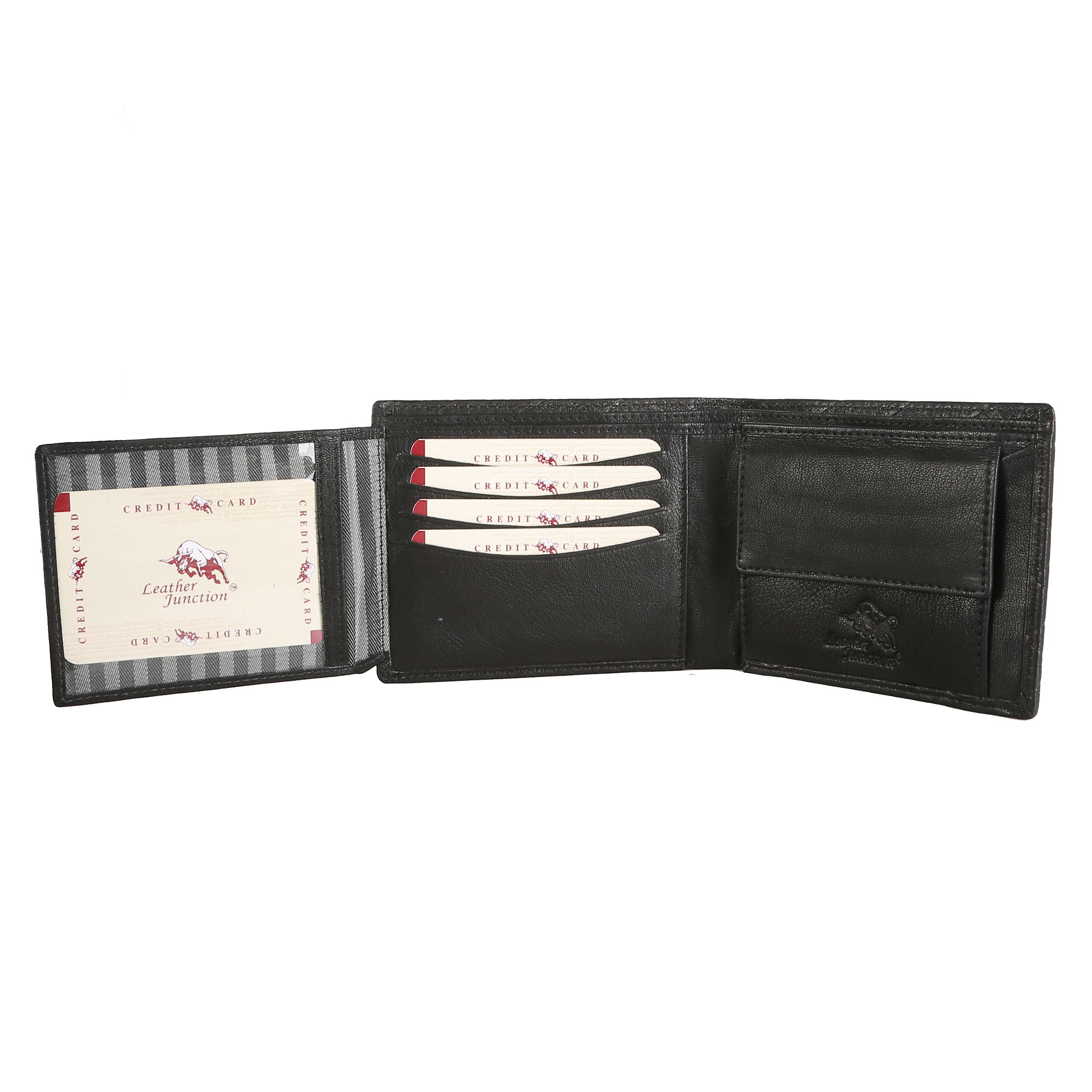 Black Men's Textured Leather Wallet - Goat Nappa Leather, 24x9x2 Cm , Bi-fold Design With Multiple Slots And Suede Lining